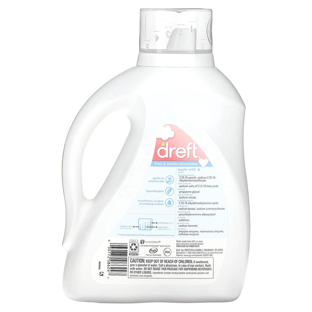 Baby Detergent, Unscented & Mild, 2.72L (92Fl Oz)