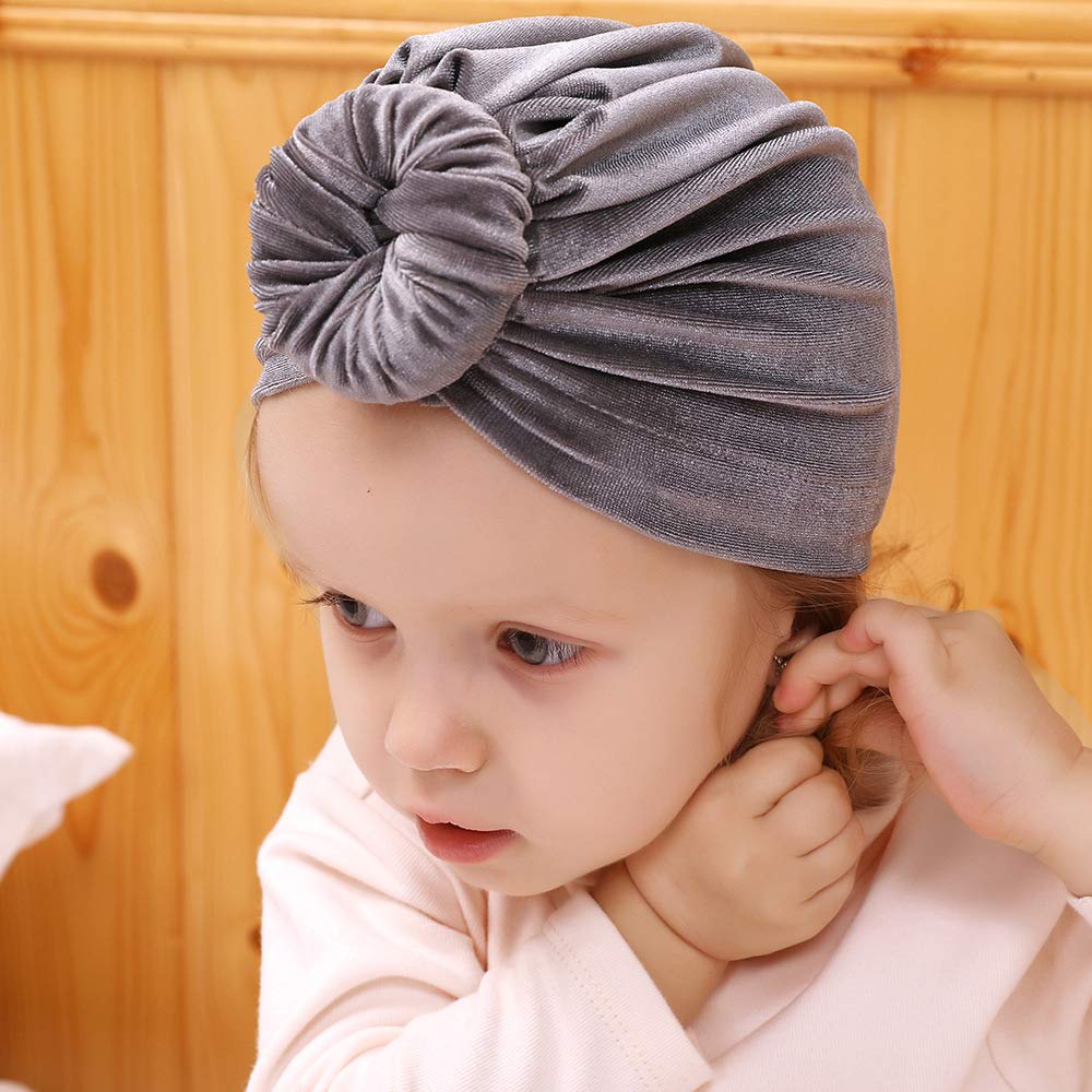 Velour Velvet Turban Hairband Headband Newborn Photo Head Protection Hat Ribbon Spring Summer Autumn Winter Newborn Baby Same (Light Purple, Size)