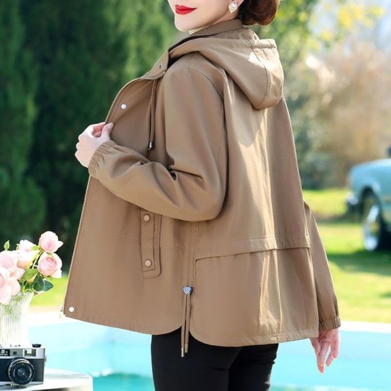 New Mother Autumn Clothing Middle-aged and Old Short Trench Coat Female Middle-aged Top Light Jacket