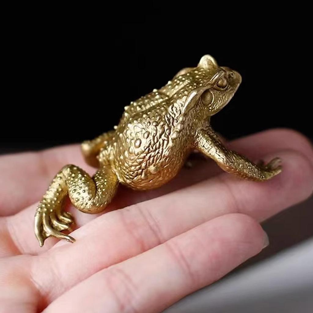 Brass Toads Miniature Figurine Antique Frogs Statue Ornament for Business Professional and Fengshuis Enthusiasts Gift
