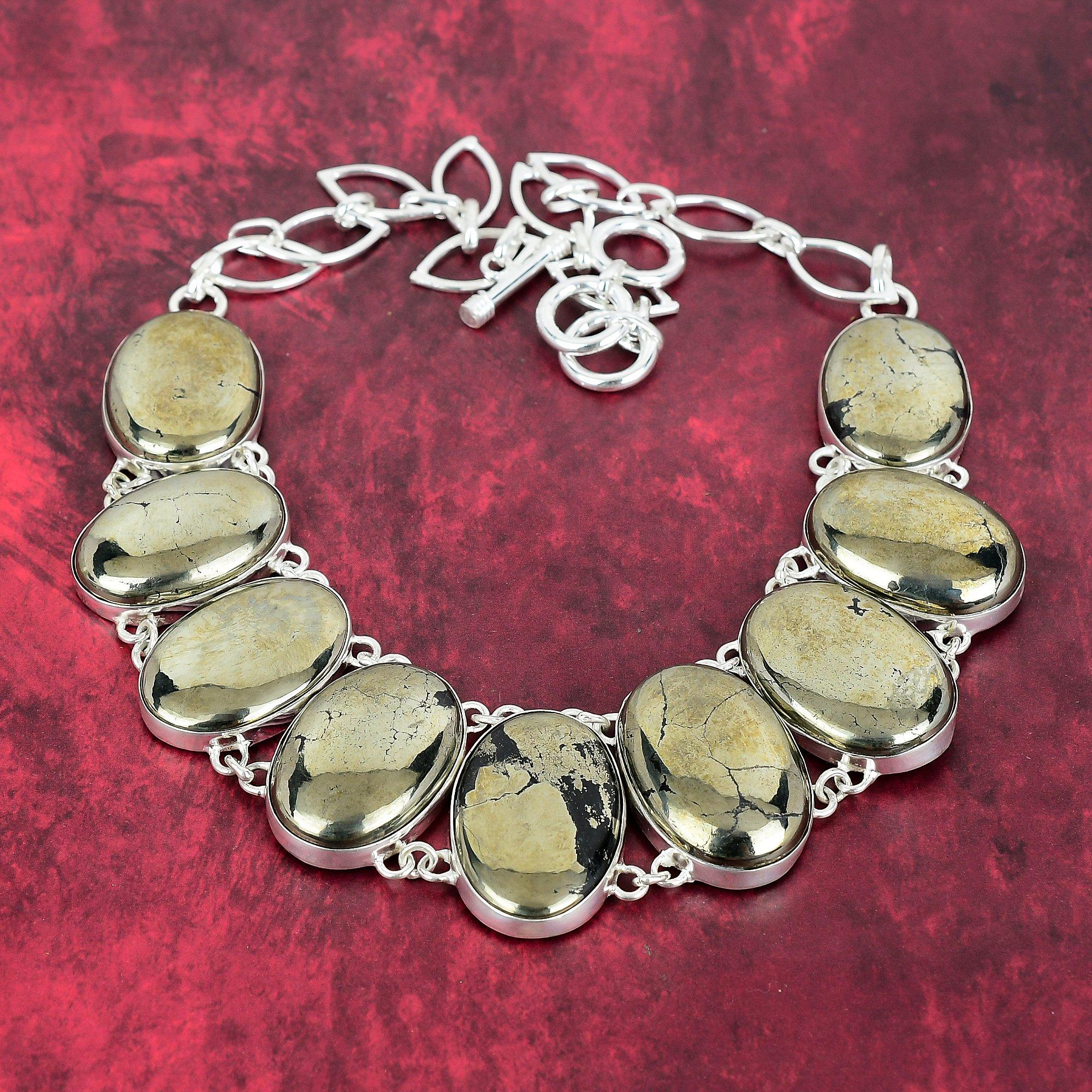 

Ожерелье из натурального пирита, ювелирные изделия из драгоценных камней, ожерелье из стерлингового серебра 925 пробы, регулируемая цепочка ручной работы, ювелирные изделия Adjustable with 18 inches жёлтый