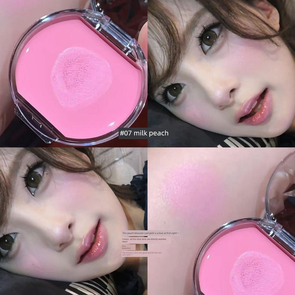 Sakura Girl's Same Style Cherry Blossom Pink Blush Multi-Use Cream, Low Saturation, Light Shimmer, Brightening, Natural Blush, New Model