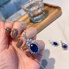 Jewelry Retro Simulation Blue Glass Set Stud Earrings Main Stone 8 * 12 Pendant 10 * 14