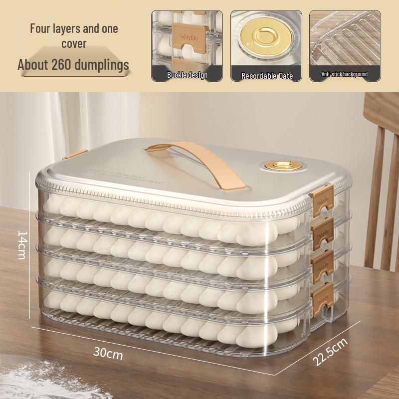 Multi-layer Transparent Dumpling Storage Box with Timer - Kitchen Food Grade Plastic