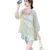 Korean Style Women's Summer Sun Protection Shirt & Shorts Set - Lightweight, Petite, Long Sleeve, Two-Piece, 2026 New Arrival