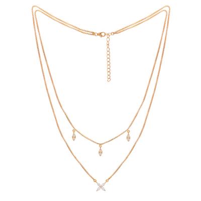 Double Layer Chic Design Gold Vermeil Necklace - 925 Sterling Silver
