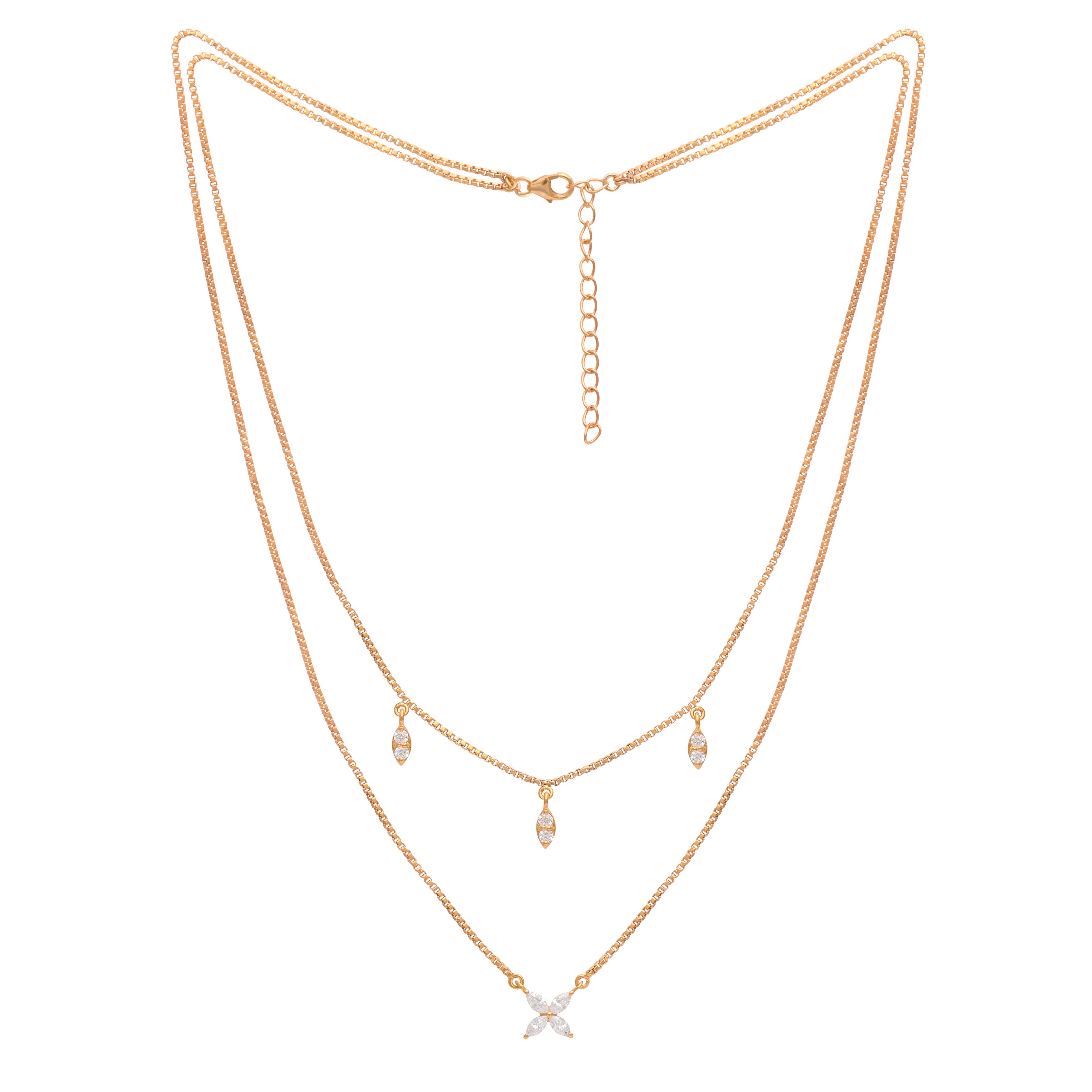 Double Layer Chic Design Gold Vermeil Necklace - 925 Sterling Silver
