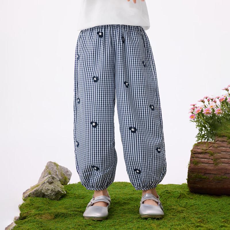 Girls  Floral Jacquard Plaid Jogger Pants 105