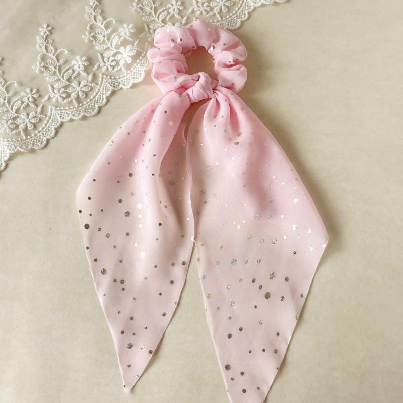 Glittering Long Tail Hair Scrunchie Dynamic Layered Design Elegant Evening Accessory For Sophisticated Hairstyle Women Headwear розовый