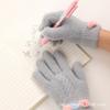 Winter Gloves Women's Velvet Thickened Five-finger Students Cute Knitted Cold-proof Riding Can Keep Warm Cycling Gloves