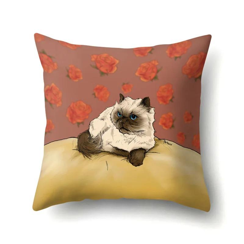 Colorful Cat Animal Decorative Pillowcase Living Room Office Ornaments Home Pillowcase