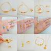 Golden Women's Necklace, Ring, and Bracelet Set - Versatile Fashion Jewelry Trio