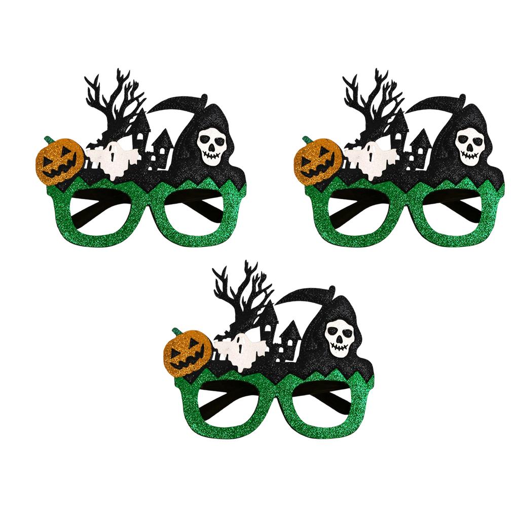 3pcs Halloween Glasses Set Pumpkin Bat Skeleton Costume Accessories Plastic Frame Party Decoration Eyewear