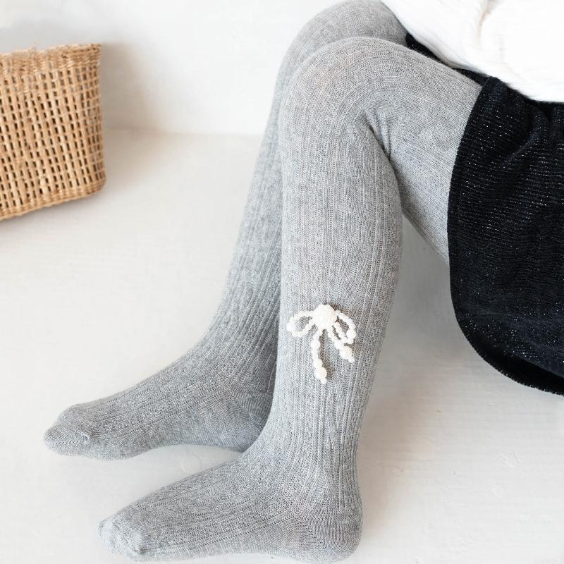 Children Cotton Tights Girls Cute Bowknot Pantyhose Kids Stocking Baby Girls Pantyhose Infant Knitted Tights