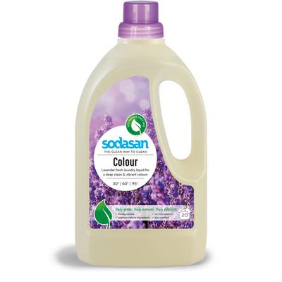 Οργαντικό υγρό απορρυπαντικό Color Lavender για πλύσιμο χρωματιστών και μαύρων ρούχων με μαλακτικό νερού και μαλακτικό ρούχων 1,5 λίτρα