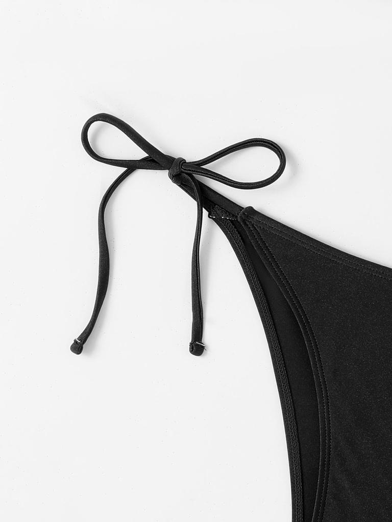 2024 Europäisches und amerikanisches sexy Bikini-Set aus glänzendem Stoff mit Tube-Top