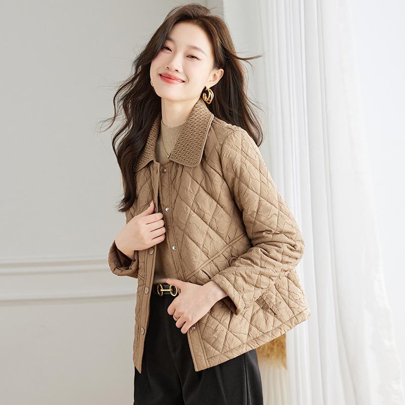 

Легкая хлопковая куртка для женщин зимой, новая маленькая и короткая пуховая куртка из хлопка с ромбовидной сеткой Маленькая хлопковая куртка для теплой куртки XXL