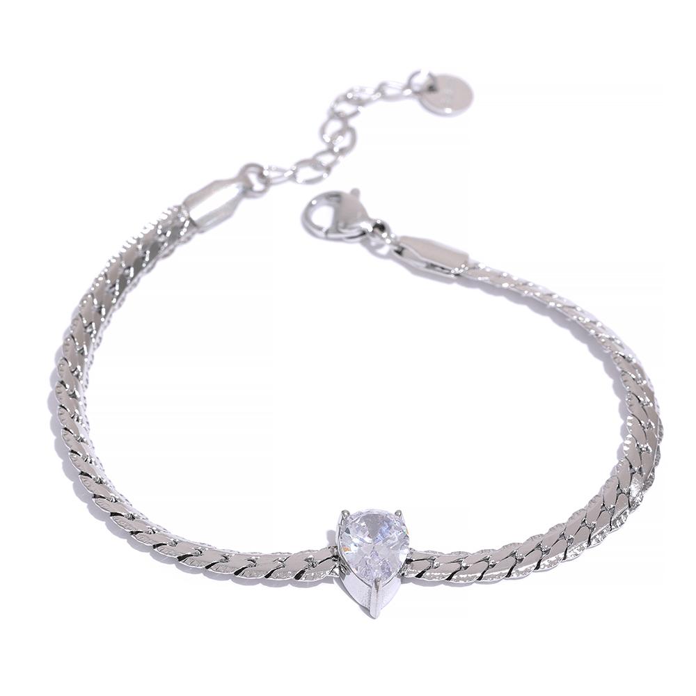 

Yhpup Fashion 18K Gold Plated Bling Cubic Zirconia Stainless Steel Necklace Bracelet Jewelry Set Chain Texture Collar Waterproof