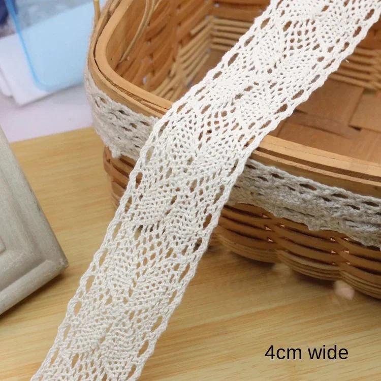 Ivory White Cotton Lace Trim Ribbon DIY Embroidered for Sewing Decoration Fabric Tape Handmade DIY Craft Materials Hair Headwear