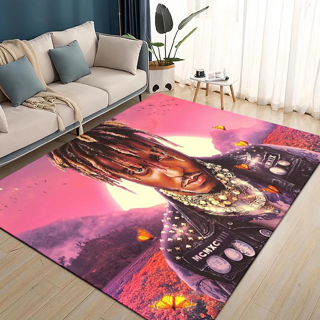 HD Juice WRLD 999 3D Legend Rapper Star Rug Carpet for Living Room Bedroom Home Decor,kids Play Non-slip for Sofa Doormat