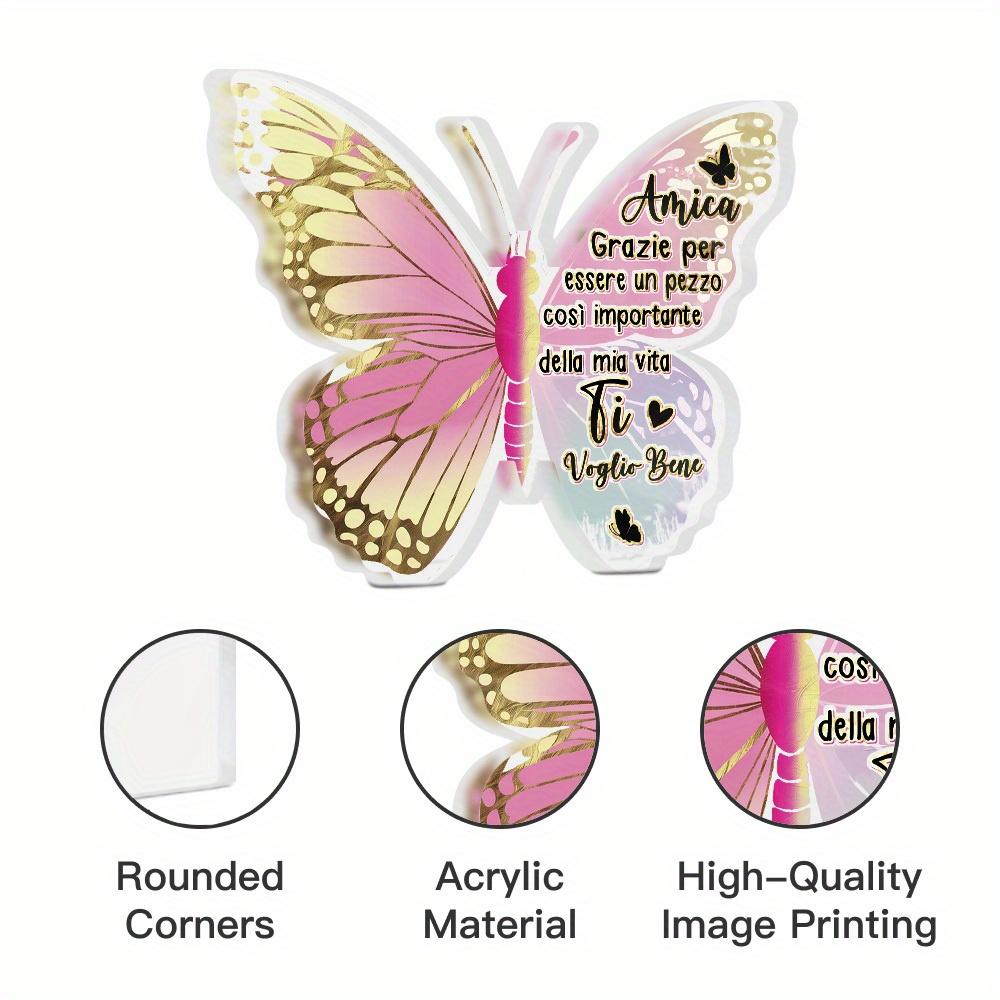 1pc Italian Butterfly-Shaped Acrylic Sign - Romantic Desktop Decoration for Home, Farmhouse Living Room, or as a Thoughtful Gift for Friends