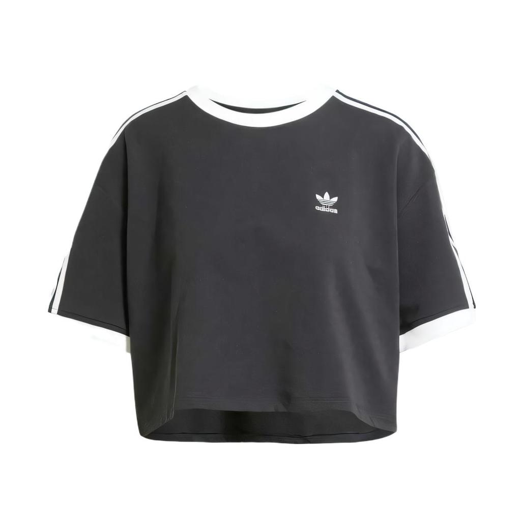 Adidas Originals Adicolor 3-Stripes Comfortable Breathable Soft Skin-Friendly Pullover Short Sleeve T-Shirt Women Tops Black JC8149