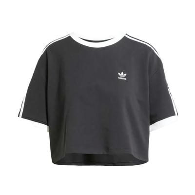 Originals Adicolor 3-Streifen Bequemes Atmungsaktives Weiches Hautfreundliches Pullover Kurzarm-T-Shirt Damen Tops Schwarz JC8149