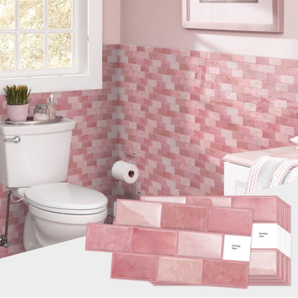 6 Stück 3D Wandfliesenaufkleber Wasserdichte PVC Imitation Fliesenaufkleber Selbstklebende Dekorationsfliesenaufkleber für Küche und Bad