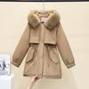2025 New Pie Overcomes Plush Padded Padded Padded Jacket Women's Medium and Long Large Fleece Collar Plush Edition Slim Padded Jacket Thick Jacket