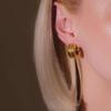 Retro French Minimalist Double C Titanium Steel Earrings with 18K Gold Plating - Non-Fading