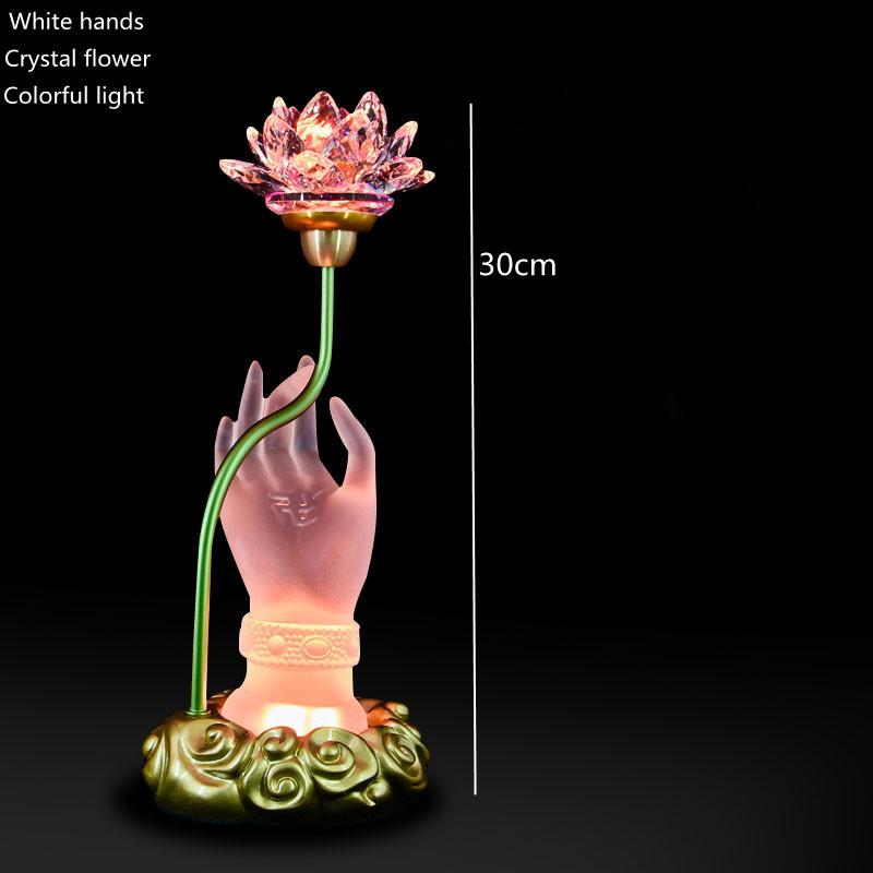 Colorful Lotus Discolores Crystal Lamp Plug In Payment Glazed Bergamot LED Buddha Lamp Household Prayer Lamp Buddhist Utensils