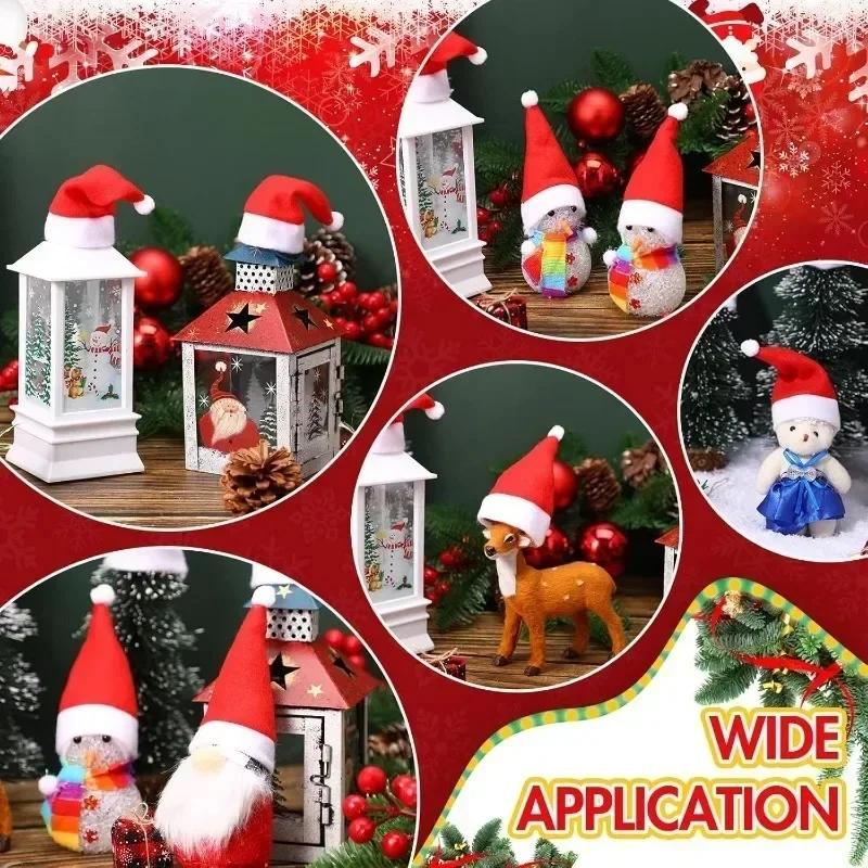 5/100PCS Mini Santa Hat Creative Wine Bottle Covers Lollipop Cap Xmas Tree Ornaments Christmas Dinner Table Decor New Year Gifts