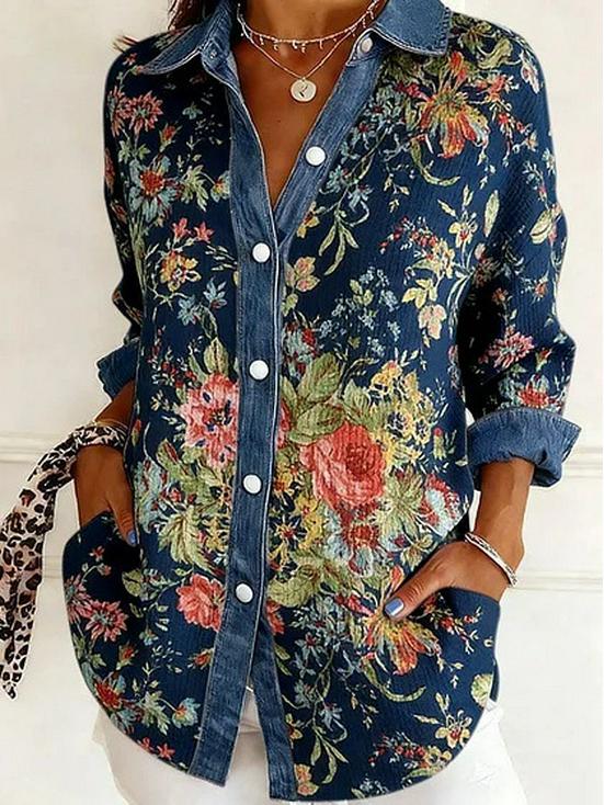 2026 European-American Patchwork Floral 3D Print Women's Spring Cardigan