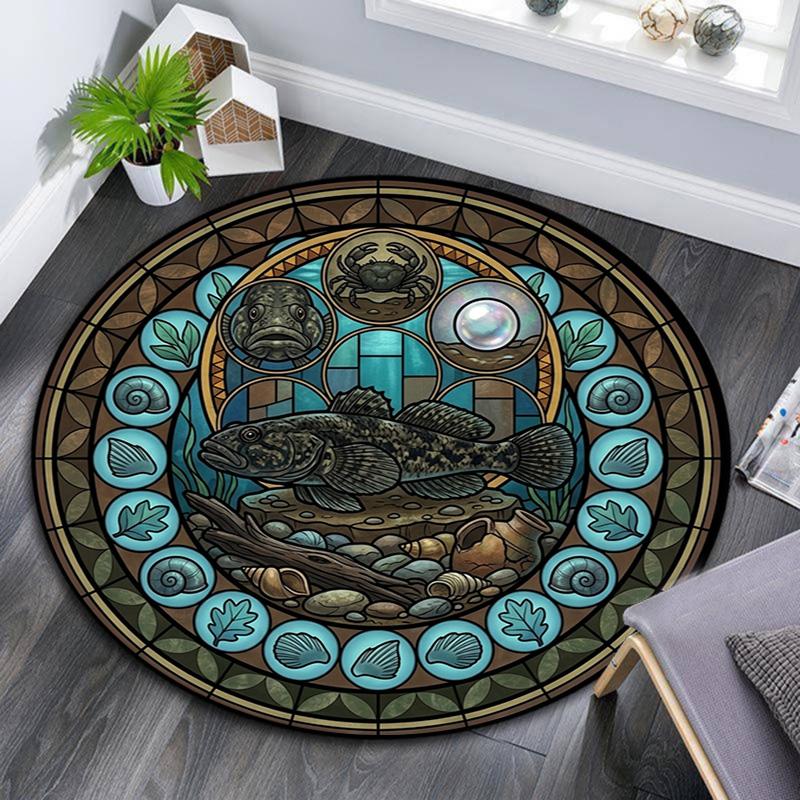 Ocean Life Harmony Round Area Rug Under Office Chairs Bedroom Living Room Home Decor