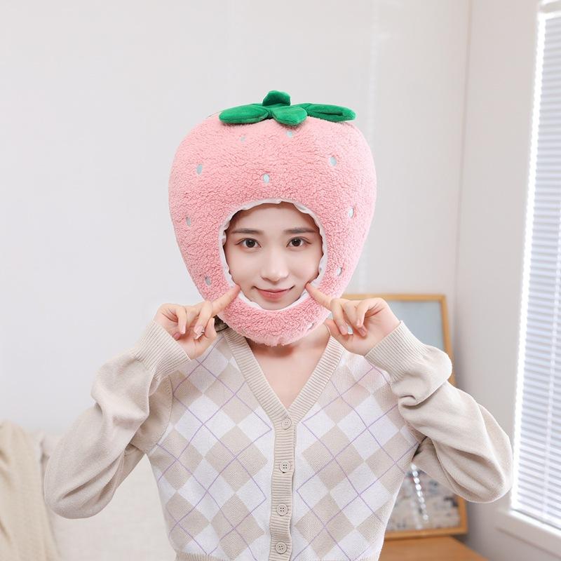 

Клубничный головной убор с хлопковым наполнителем, шляпа, фотореквизит, фотореквизит, мультяшный головной убор, фотореквизит 32*41CM0.25kg