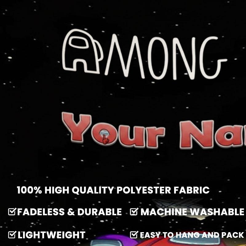 Among Us Custom Name Wall Tapestry Aesthetic Wall Hanging Printed Fabric Blanket Decorative Tapestries for Bedroom Living Room Home Decor