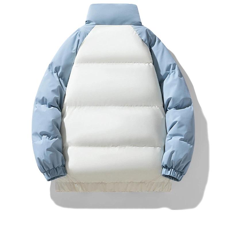 Winterliche Trendige Dicke Farbblockierte Stehkragen Baumwolljacke für Paare