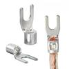 50PCS UT1.5 -10 Non-Insulated Ring Fork U-Type Terminal Tin-Plated Copper Terminals Assortment Kit Cable Wire Connector Crimp