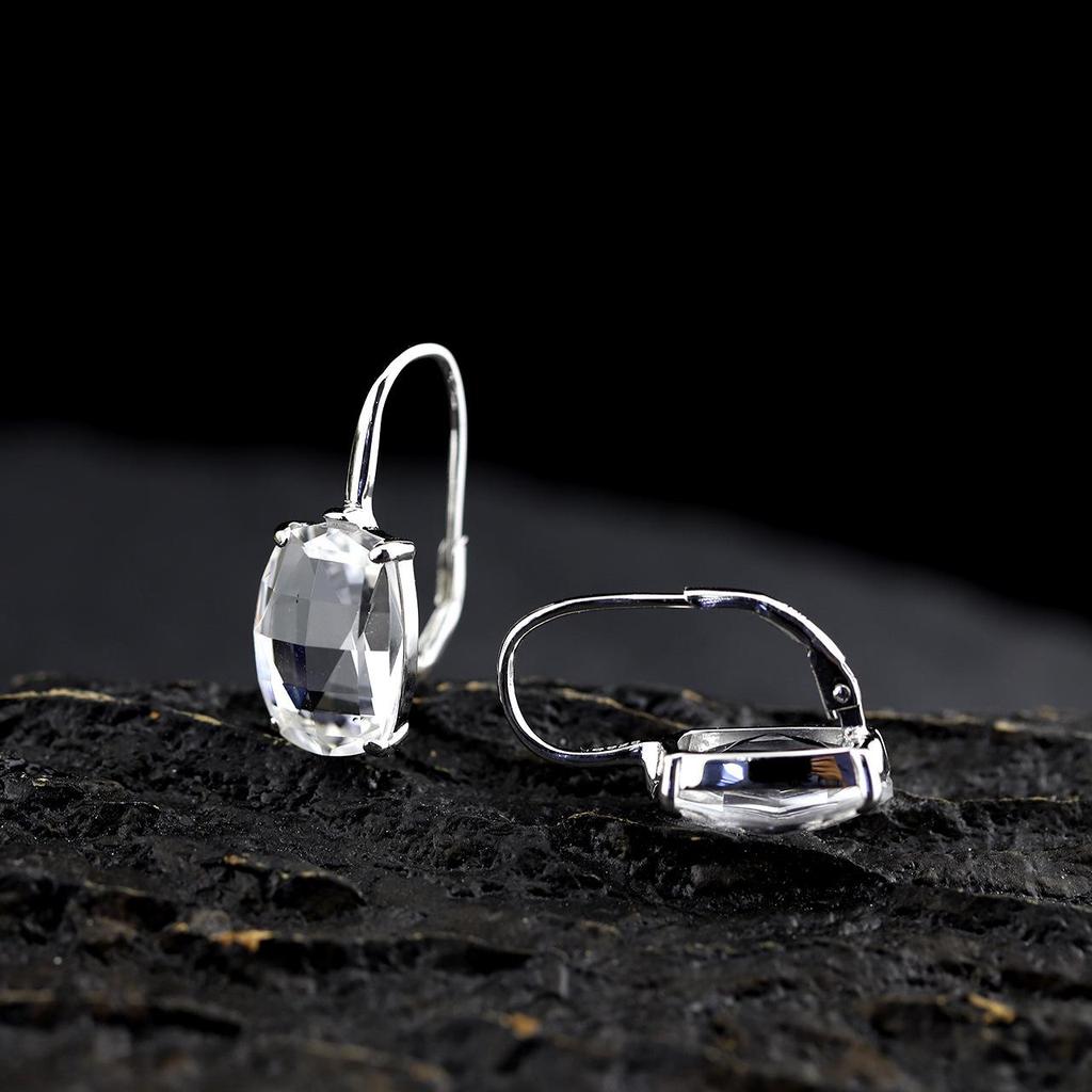 Renpin S925 Silver Handmade Faceted Amethyst Earrings for Women