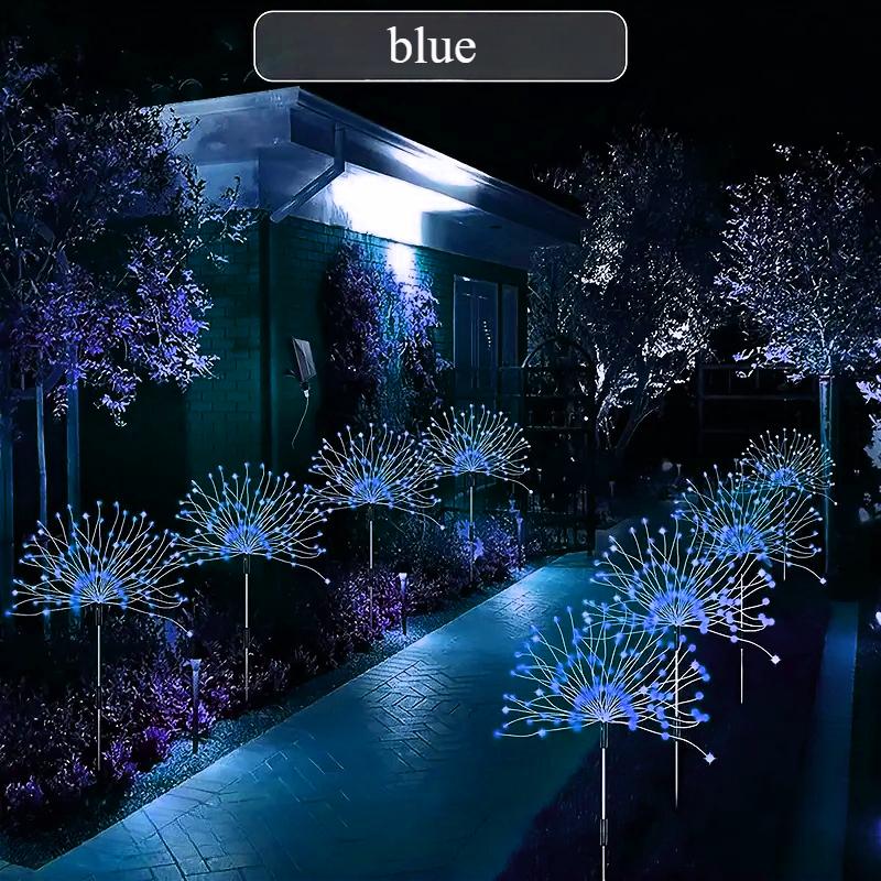 

1-6 шт. Солнечные садовые фонари Фонари-фейерверки Уличные Фонари-звезды 200 светодиодов Многоцветные Для дорожки Газона Садовой дорожки Патио Двора Вечеринок 60LED-1PCS синий