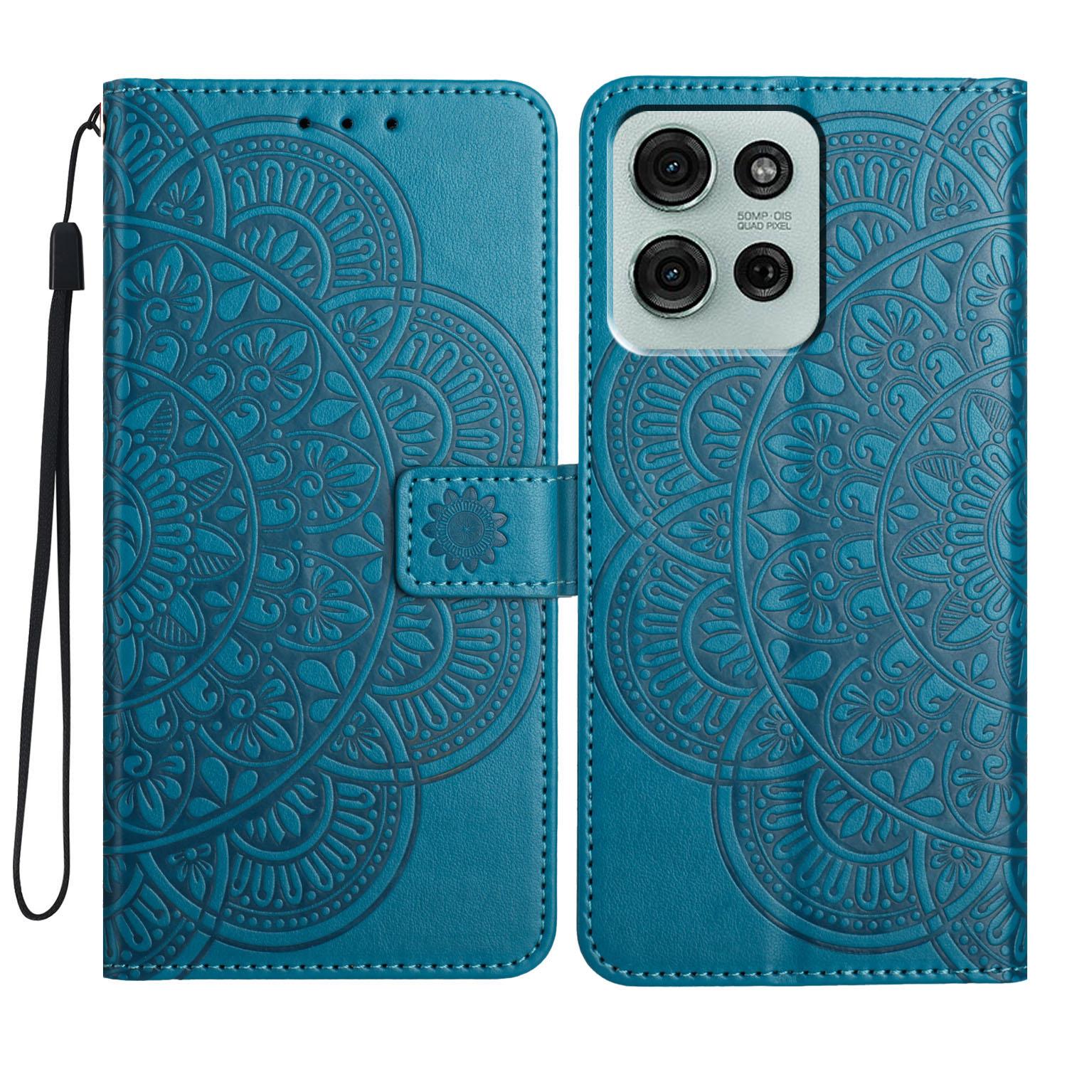 

For Motorola Moto G75 5G Leather Case with Card Slots Mandala Pattern Phone Cover Stand D
