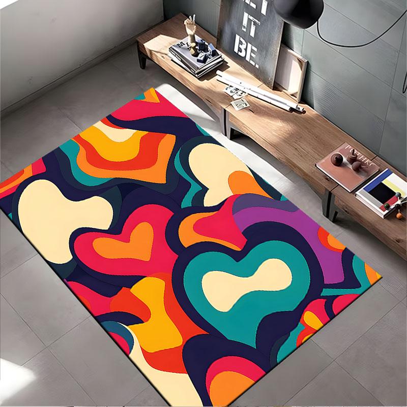 Colorful Abstract Heart Pattern Suitable As a Non-slip Mat for the Living Room or Bedroom Sofa