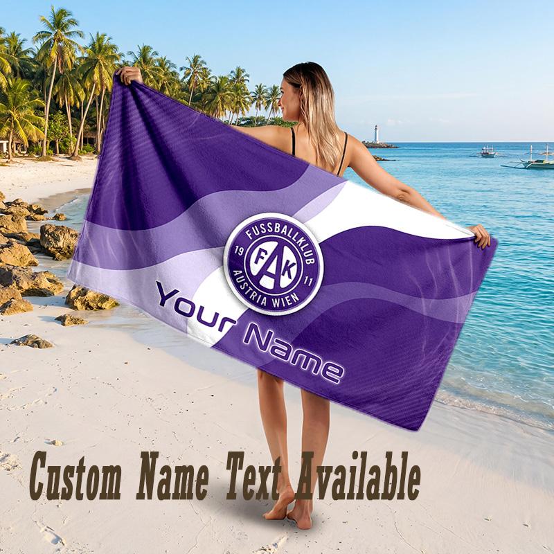 Austria Wien FC Design Beach Towel Custom Text Large Towel for Beach Vacation