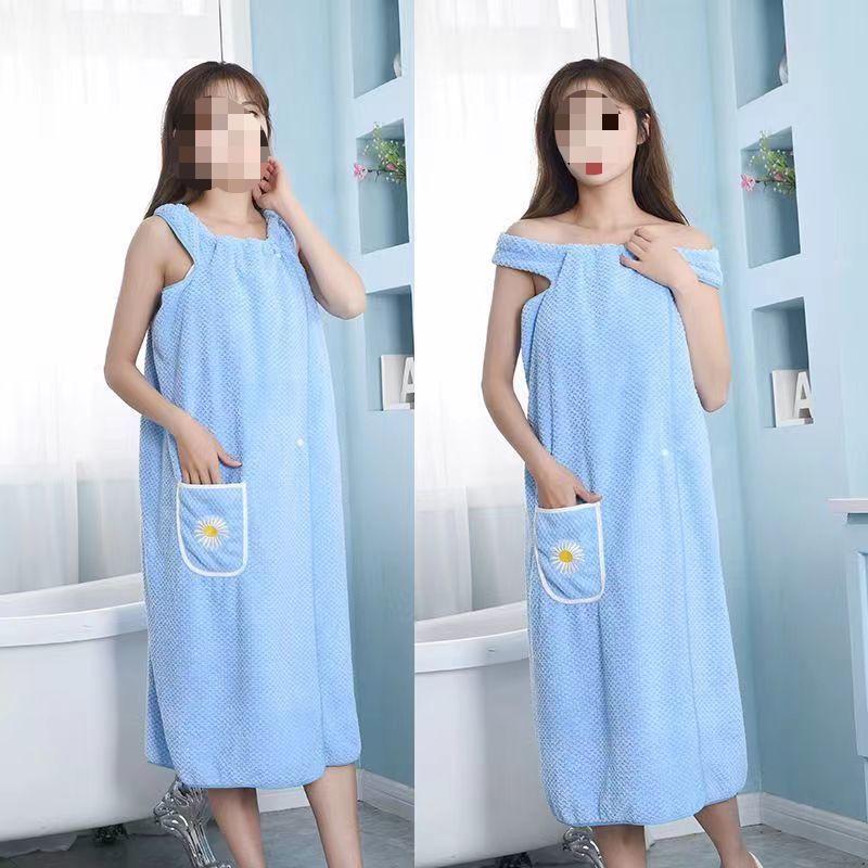 Plus Size Absorbent Bath Towel Robe for Women - Thick, Wearable, Sling Bath Skirt