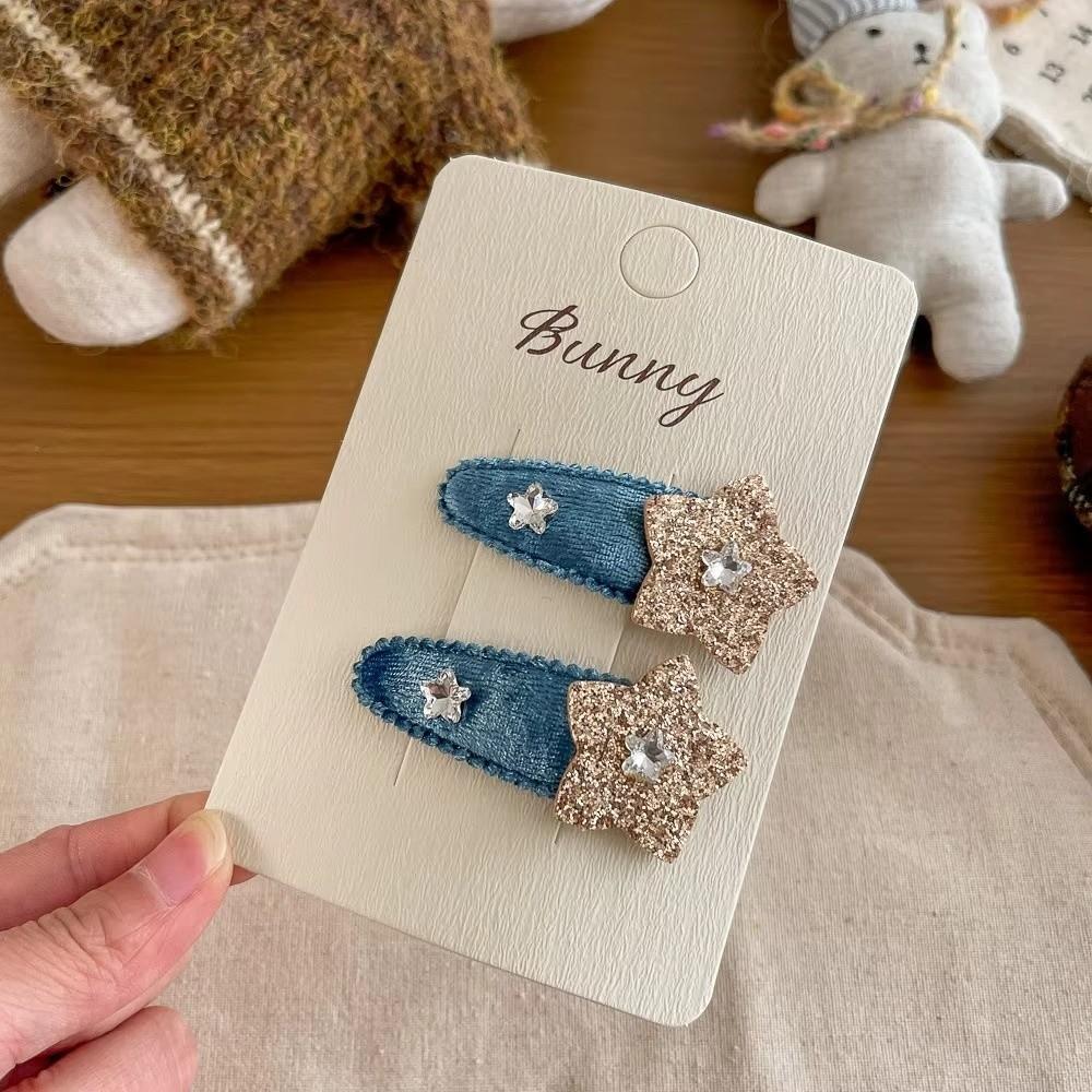 2pcs/lot Shiny Water Drop Hair Clip Water Drop Shape Bang Side Clip Velvet Hair Clip For Kids Girls