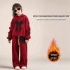 Mädchen lässiger Streetstyle Plus Samt Zweiteiler Set - Herbst/Winter Warmes Outfit
