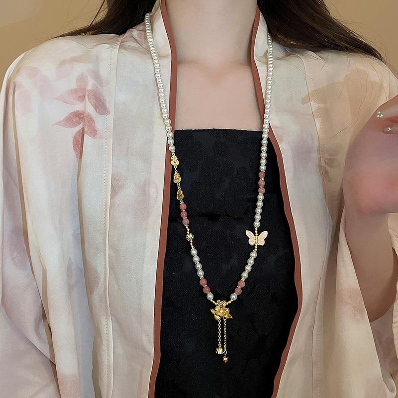 New Chinese-style Long Beaded Necklace, Guochao Retro One, Wear More Sweater Chains, Niche Ethnic Style, New Necklace Women