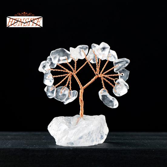 Barevná ozdoba stromu z přírodního kamene se základnou, strom peněz s pozitivní léčivou energií