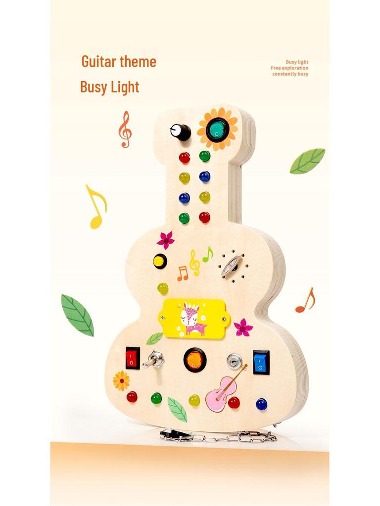 Montessori Wooden Sensory Busy Board with Light Switch and Key