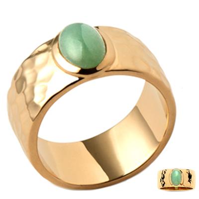 Gold Plated Ring 'Cleopatra' Golden Aventurine - 10 Mm